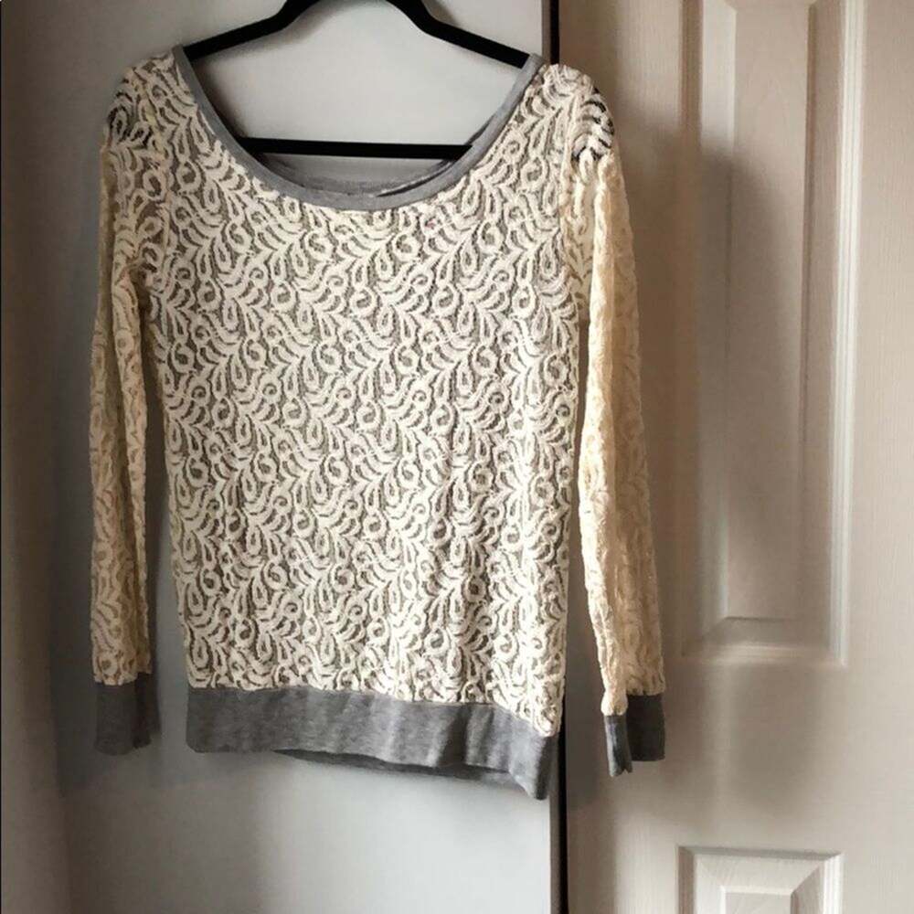 Anthropologie Bordeaux Lace shirt - XS
